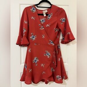 Mimi Chica Floral Wrap Romper Mini Dress